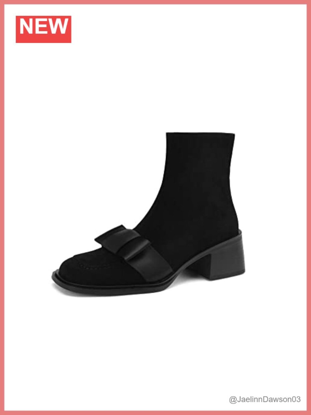 Suede Leather Ankle Boots Square Toe Mid Heel Women's Booties Zip